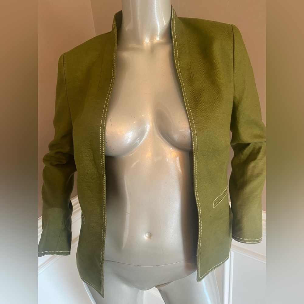 NWT J CREW Linen Blend Olive Green Jacket Sz 2